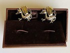 DRAGON GOLD TONE CUFFLINKS WITH VERY ELEGANT BOX NEW OLD STOCK. — photo 3