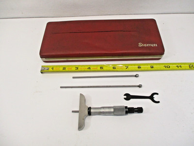 STARRETT # 440 Depth Micrometer SET 0'' - 3'' x .001'' Graduations OEM Case in EC