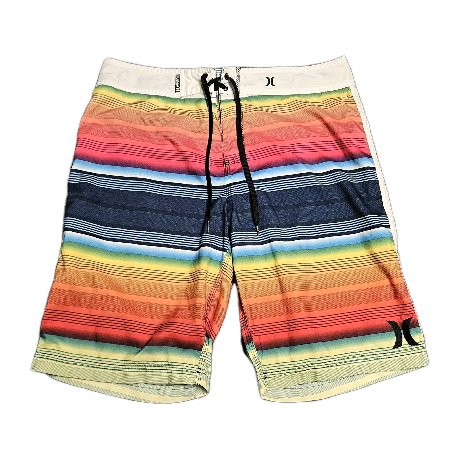 Hurley Board Shorts Swim Trunks Mens Size 34 Multi-Colored Striped Beach Surf