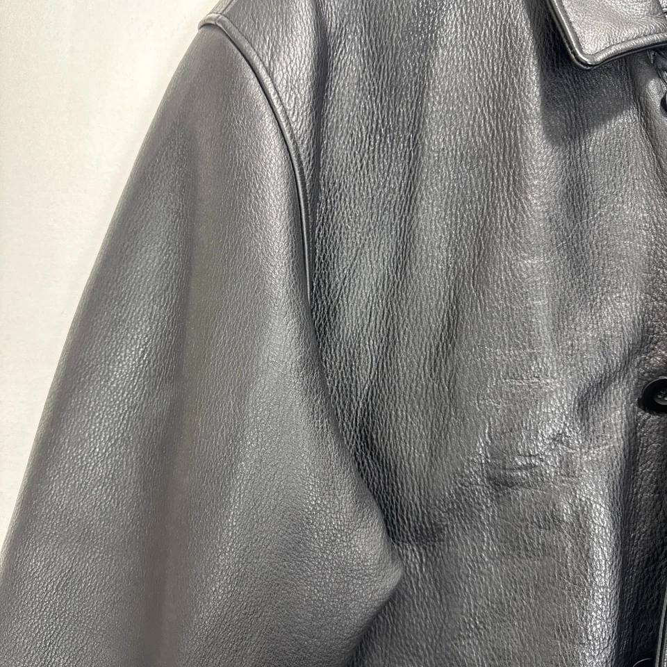 Винтажный поле Gear кожи Bomber куртка тяжелая мужская Sz M/L высокий полный молнии кнопки - Изображение 2 из 4