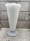 Vintage Anchor Hocking Hobnail Milk Glass Vase Home Decor 9.5” Height