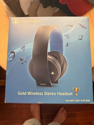 PlayStation Gold Wireless Stereo Headset Black Blue Wireless PS4 PS3 Vita