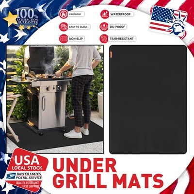 52''X76'' Premium  Grill Floor Mat Oil-proof and water-proof Protector Deck Black