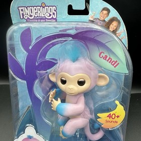 WowWee Fingerlings Baby Monkey Interactive Pet Candi Pink & Blue 40+ Sounds