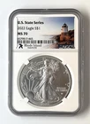 U.S. State Series 2022 American Silver Eagle Rhode Island NGC MS 70