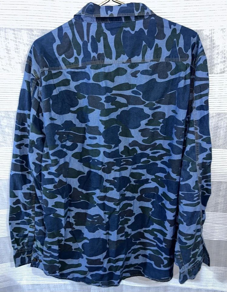 Camisa impermeable vintage 1948 teñida índigo camuflada parte inferior abajo talla XXL Foto 2 de 4