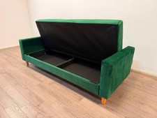 Habitat Brooks Green Velvet 3 Seater Clic Clac Sofa Bed with Storage