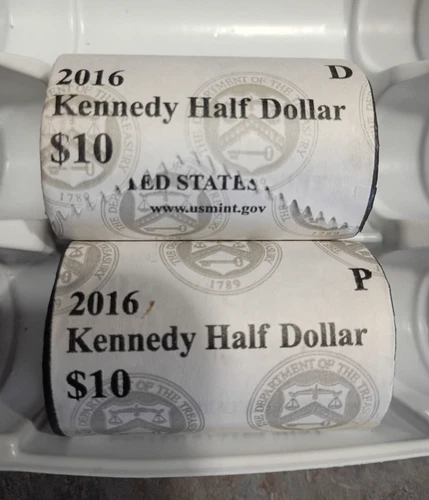 2016 John F Kennedy Half dollar   coin unc 2  $10.00 rolls P-D COINS