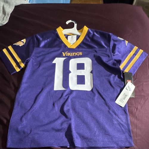NFL Team Apparel Vikings Justin Jefferson #18 NFL Football Jersey Boys L Purple