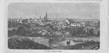 Ansicht Freiberg in Sachsen HOLZSTICH von 1874 Selten RAR