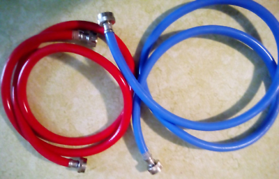 #ad HOT COLD Washer Hoses 6ft Rubber Red for Hot Blue for Cold $13.99