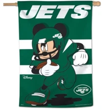NEW YORK JETS MICKEY MOUSE DISNEY 28"X40" BANNER VERTICAL FLAG WINCRAFT 😎🏈