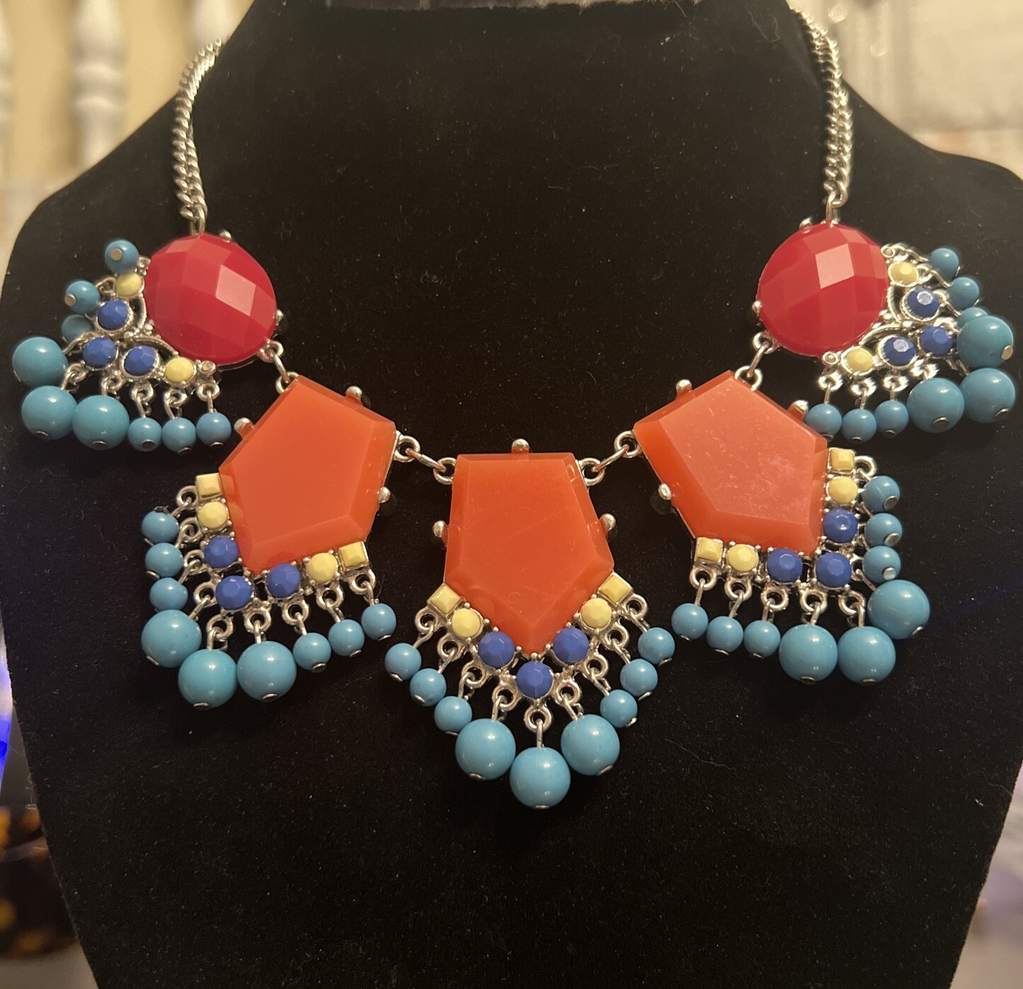 Bold Multicolor Acrylic Statement Collar Necklace… - image 4