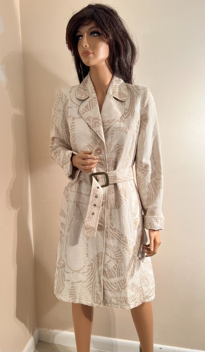 $1139 NWT ALLEGRA HICKS Jacquard Cotton Trench Coat sz