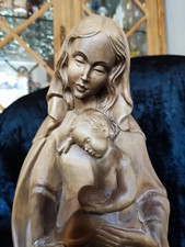 Madonna Heiligenfigur Holz Maria Mit Kind groß h 58 cm b 20cm Handgeschnitzt
