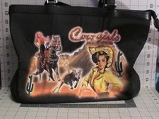 COWGIRLS Rustic Couture Black Bejeweled Handbag Purse Tote Bling Western Boho