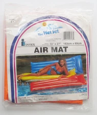 NIP 1992 Intex Wet Set Air Mat NEON ORANGE 72x27 Pool FLOAT Inflatable Mattress