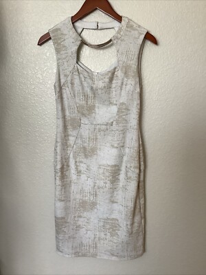 Bisou Bisou Michele Bohbot Sleeveless Pencil Dress Cream Gold Size 8 Womens