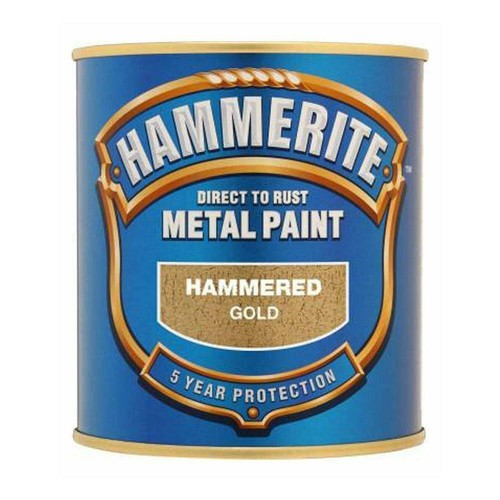 Hammerite Direct To Rust Hammered Gold Quick Drying Metal Paint 250ml