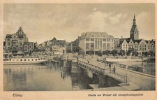 Elbing lotto sull'acqua con ormeggio dei piroscafi cartolina postale 1924