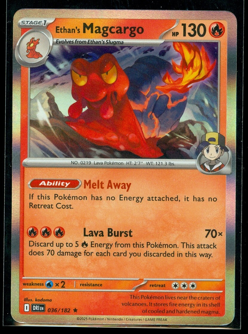 Pokemon ETHAN'S MAGCARGO 036/182 - Destined Rivals -  RARE HOLO - MINT