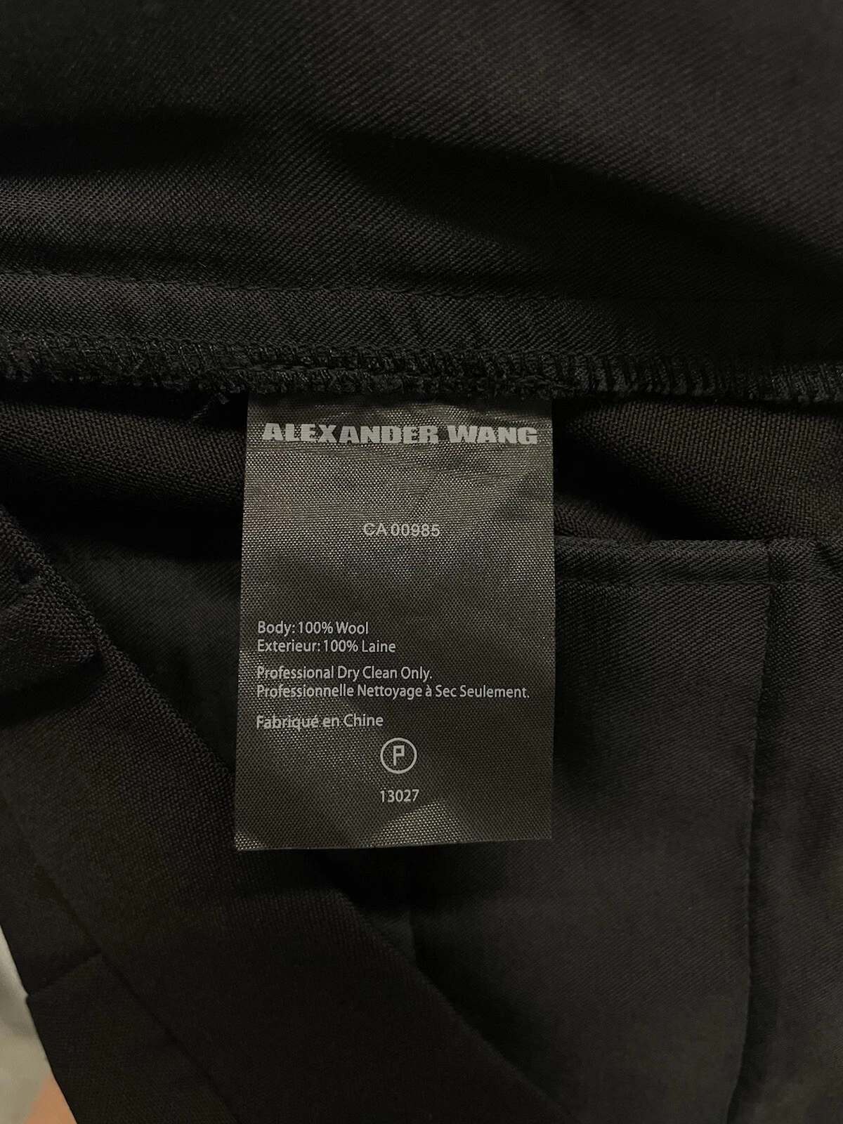 Alexander Wang Pantaloni da sigaretta lana nera con tasche con cerniera donna US 6