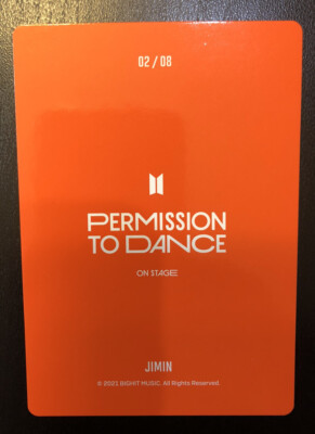 BTS PTD PERMISSION TO DANCE OFFICIAL JIMIN (2/8) photocard (US
