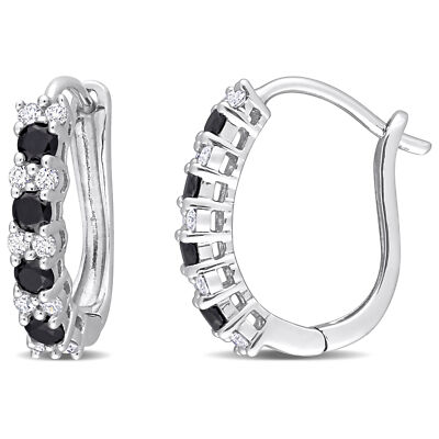 Amour Ohrringe 10 Karat Weißgold 1/2 kt TDW schwarzer und weißer Diamant