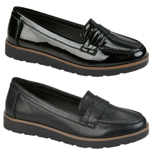 Ladies Saddle Loafers Womens Faux Leather Slip On Boat Shoes Mocassins Sizes UK - 第 1/3 張圖片