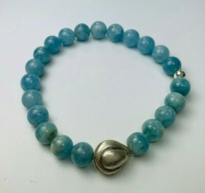 Armband aus Aquamarin Perlen Silber Handmade Bracelet - Beads AN03