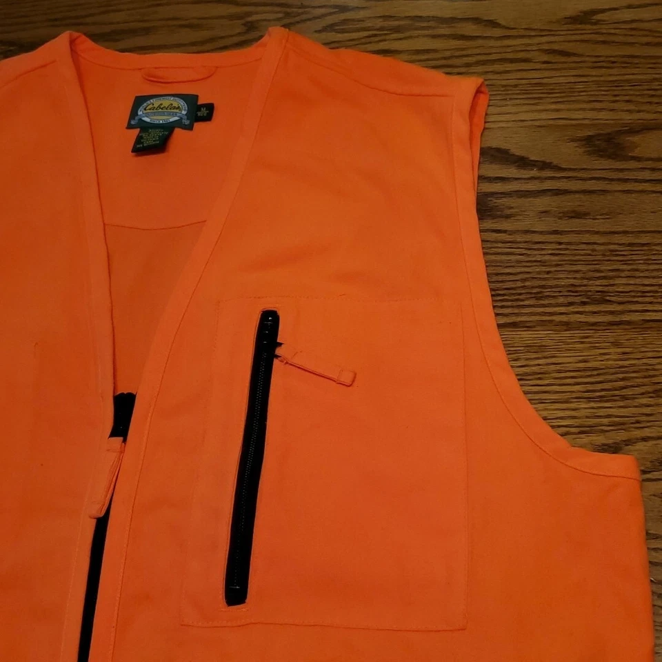 Cabelas Outdoor Gear Hunting Vest Neon Orange Full Zip Pockets Hunting Deer - Image 4 of 4