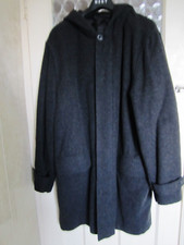 Top Quality Men's Charcoal Grey Long Coat - Wool/Nylon/Mohair- With Hood-Unworn