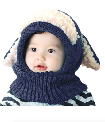 Bienvenu Children Boys Girls Knitted Oversized Hat Dog Woolen Ear Infinity Scarf