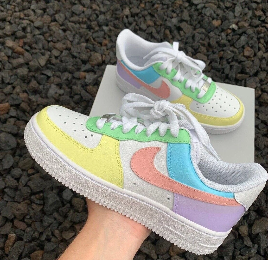 Air Force 1 Custom Shoes Black Neon Outline Purple Pink Yellow Orange Blue Af1 Sneakers 15 Mens (16.5 Women's)