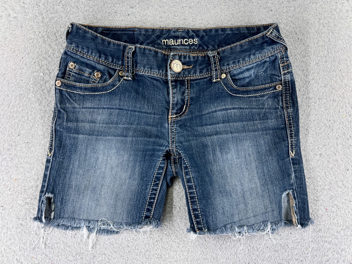 Maurices Shorts Womens Blue Denim Jean Cutoff Low Rise Cotton