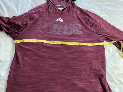 Adidas Climalite Maroon MO STATE MSU BEARS Long Sleeve Hooded GRAPHIC Shirt Sz L - Picture 8 of 11
