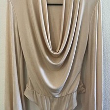 Skylar Rose, Cream Colored, Cowl style draped front, Body Suit, Size M