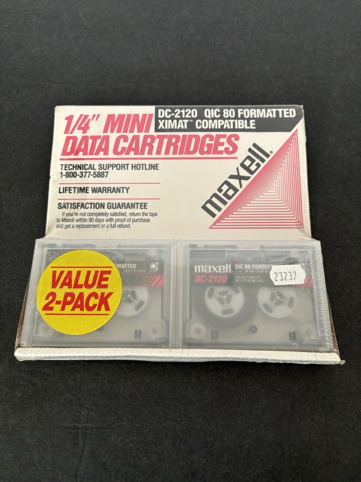 NOS Maxell DC-2120 1/4” 2-Pack Mini Data Cartridge Tapes QIC 80 Formatted