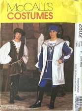McCall  s Costumes 2802 Men  s Renaissance Costumes Size S-M Uncut