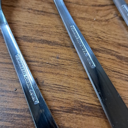 8 NOS Interpur INR21 Stainless Steel Salad or Dessert Forks NEW Floral Rose - 第 7/8 張圖片