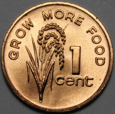 Fiji Cent, 1981 Gem Unc FAO~Rice Plant~Elizabeth II~Free Shipping