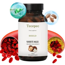 Shiitake Mushroom 1000mg, Organic Dual Extract 1000 mg Promotes Heart Health