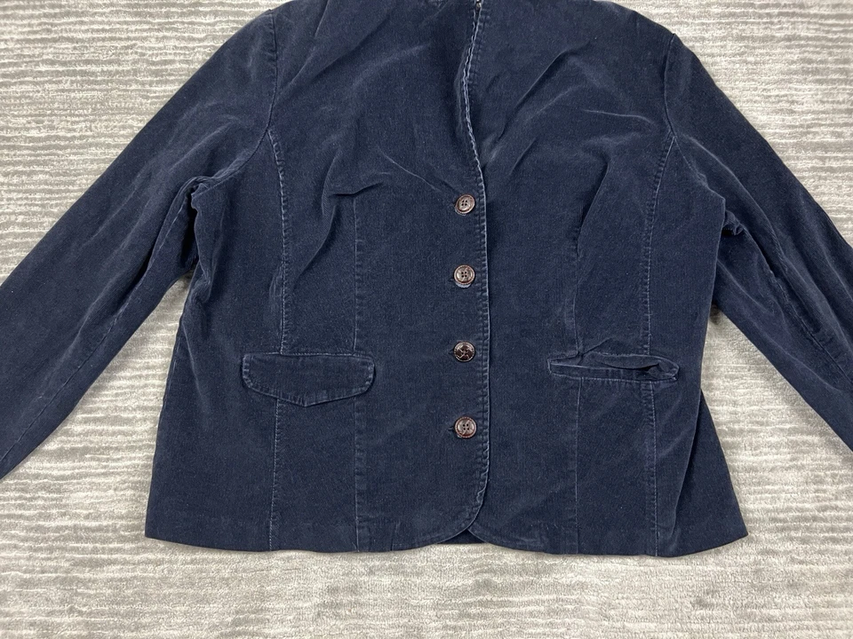 Chaqueta para mujer St Johns Bay 2X azul pana blazer mezcla de algodón bolsillos Foto 3 de 4