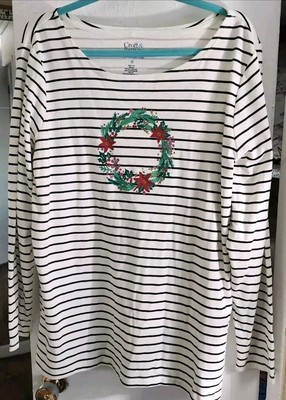 Barrow & Croft Wreath Black Striped Tee 1X