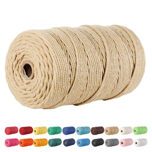 Macrame Cord 3mm x 220 Yards Natural Cotton Rope for DIY Crafts Soil Yellow - 第 1/6 張圖片