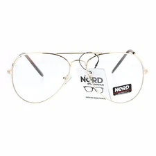 Classic Metal Pilot Clear Lens Glasses Unisex Fashion Eyeglasses UV400