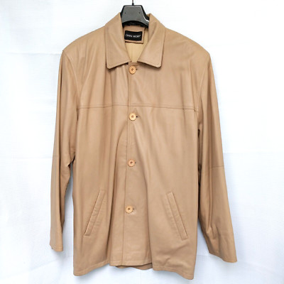 Gian Mori  Blazer Jacket Men's Size L Beige Eggshell Color Genuine Leather