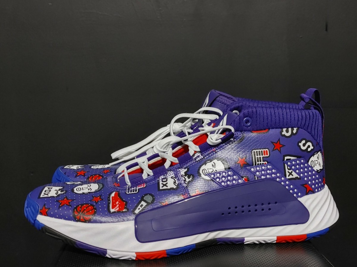 adidas DAME V Basketball Purple LE Print EG2317 sz 13 RARE