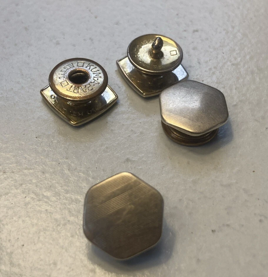 Par de gemelos vintage Kim-a-part Kum parte A oro 10kt Top B&W Co Pat’s 1923 Foto 2 de 4