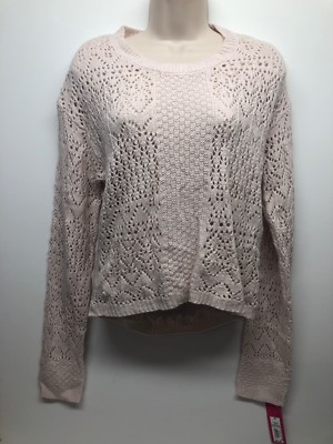 NWT Xhiliration Cream Pink Light Sweater Open Back size M